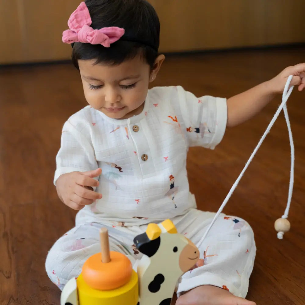 Dulaar Organic Muslin Joggers Set - Little Ballerinas