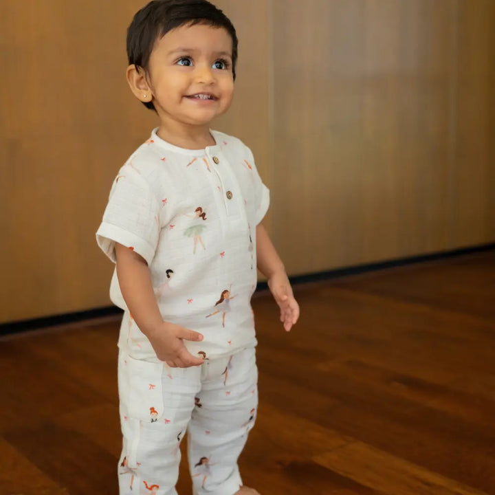 Dulaar Organic Muslin Joggers Set - Little Ballerinas