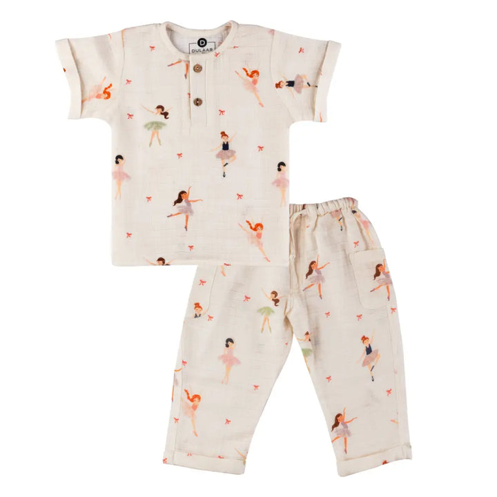 Dulaar Organic Muslin Joggers Set - Little Ballerinas