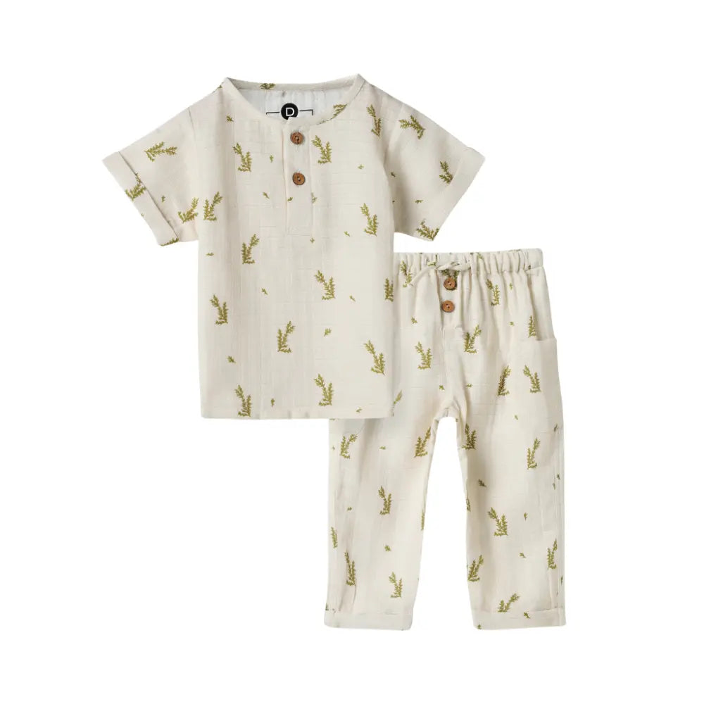 Dulaar Organic Muslin Joggers Set - Green Zen