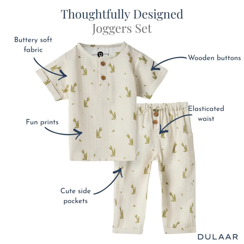Dulaar Organic Muslin Joggers Set - Green Zen
