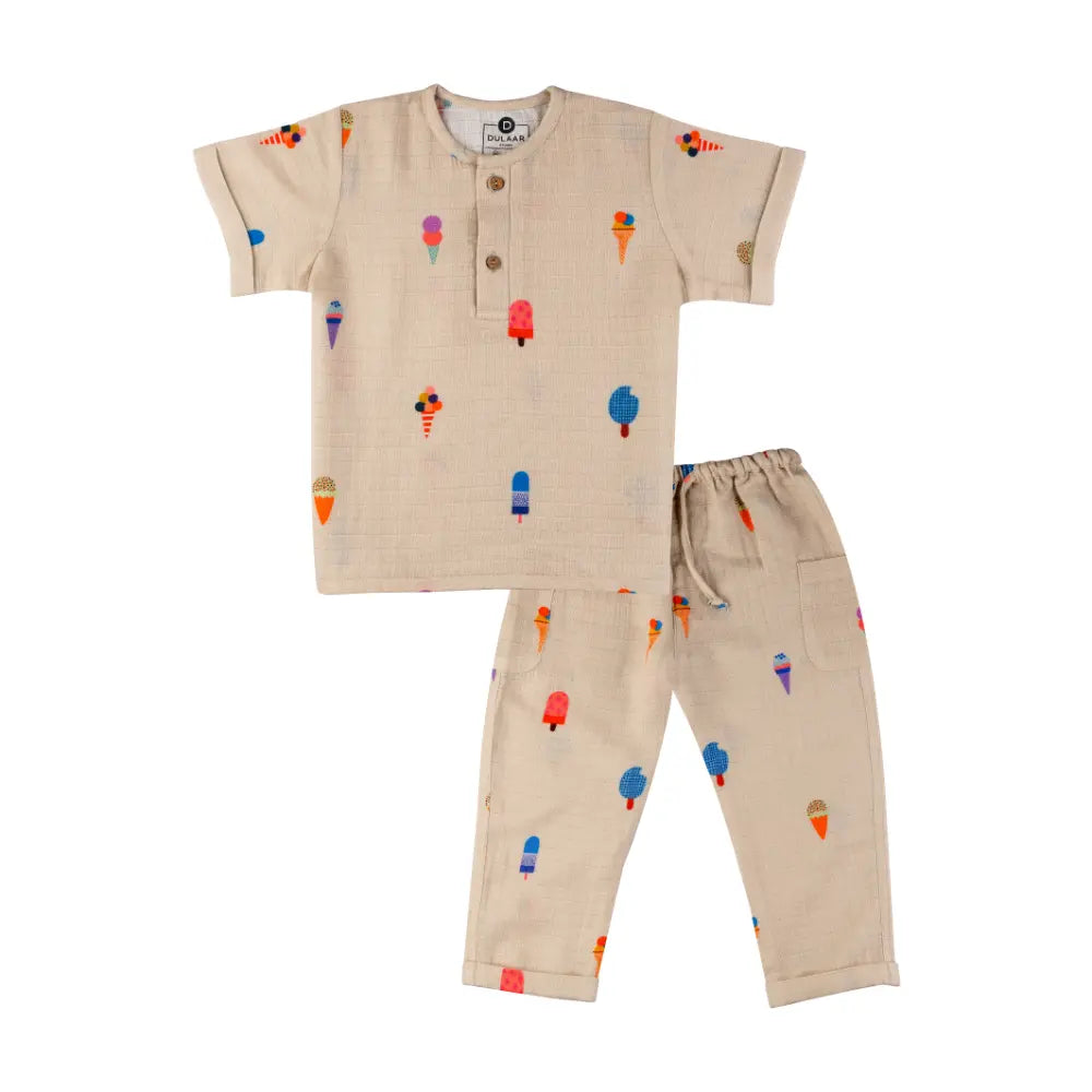 Dulaar Organic Muslin Joggers Set - Popsicle Pop