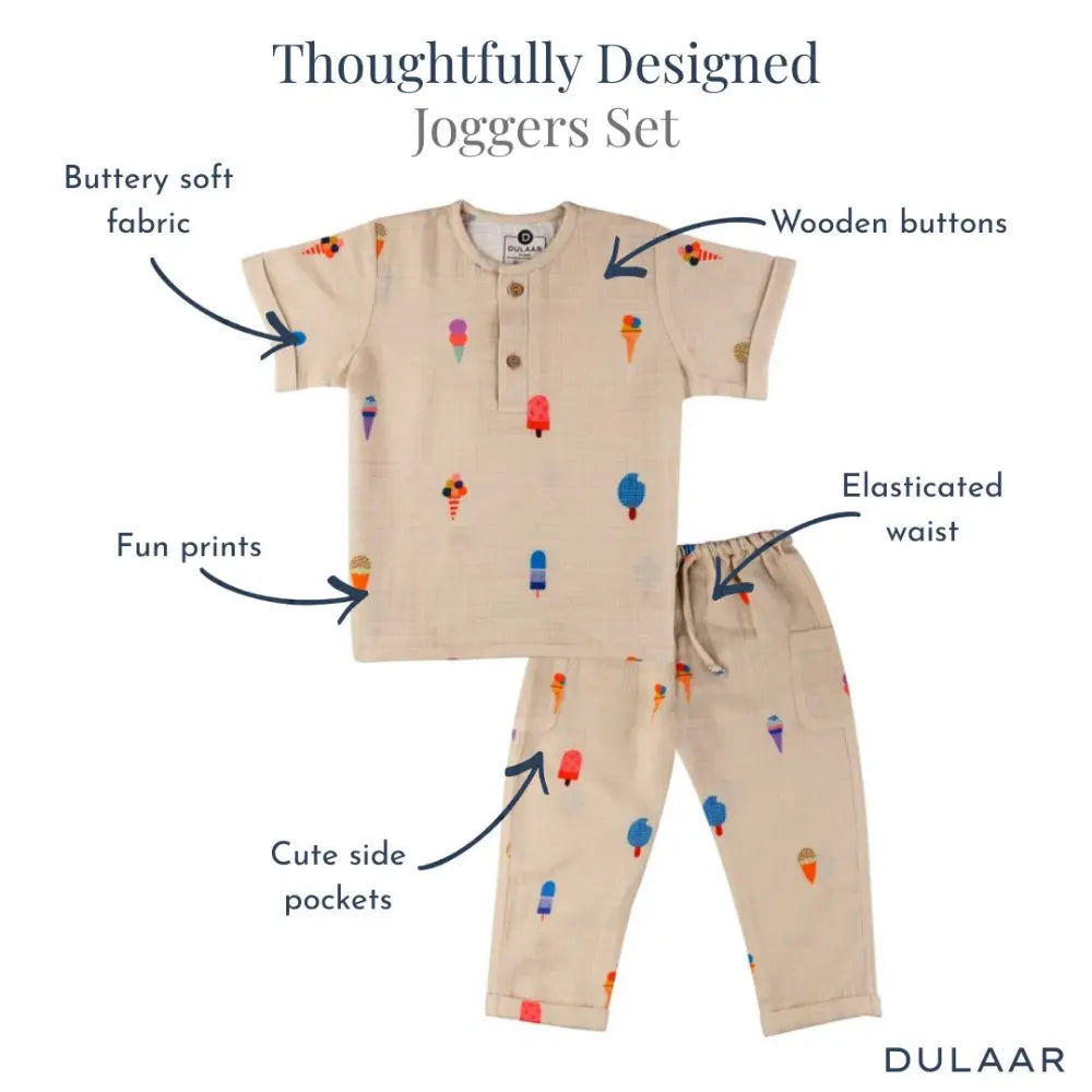 Dulaar Organic Muslin Joggers Set - Popsicle Pop