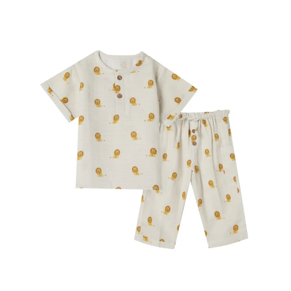 Dulaar Organic Muslin Joggers Set - Just Lion Around