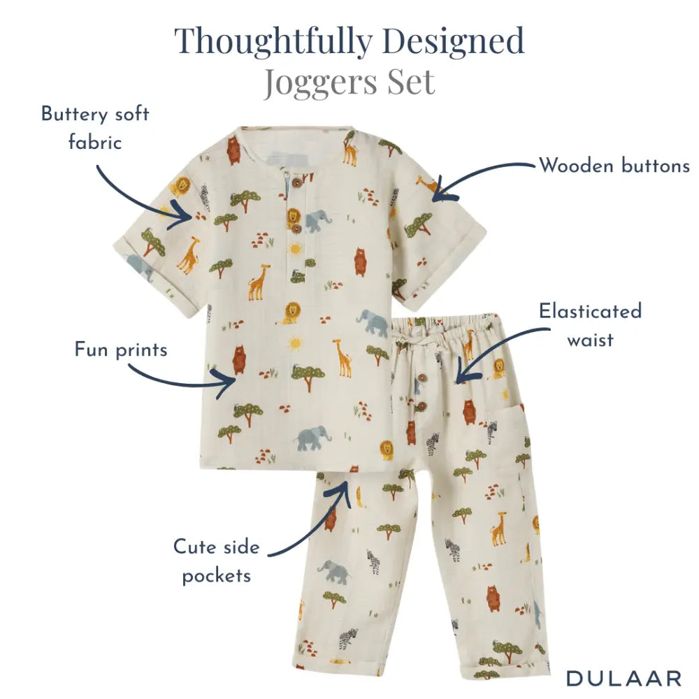 Dulaar Organic Muslin Joggers Set - Squad Goals