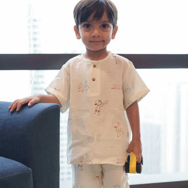 Dulaar Organic Muslin Joggers Set - Storybook Walk