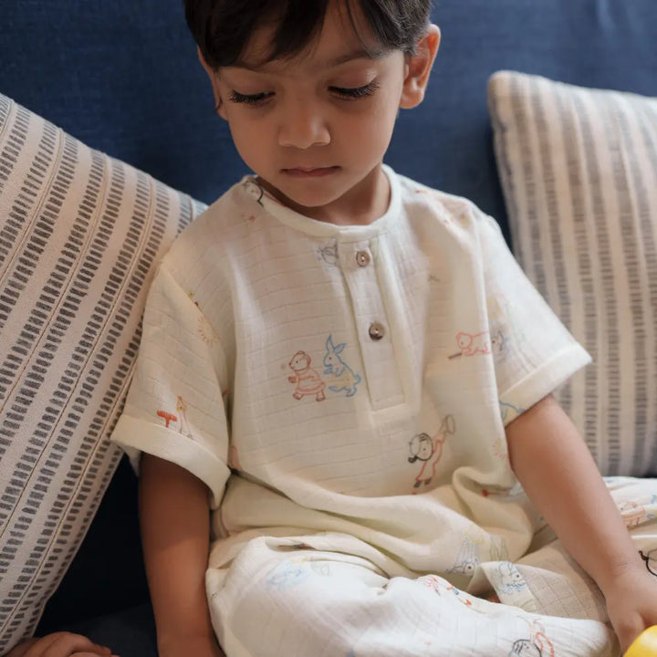 Dulaar Organic Muslin Joggers Set - Storybook Walk