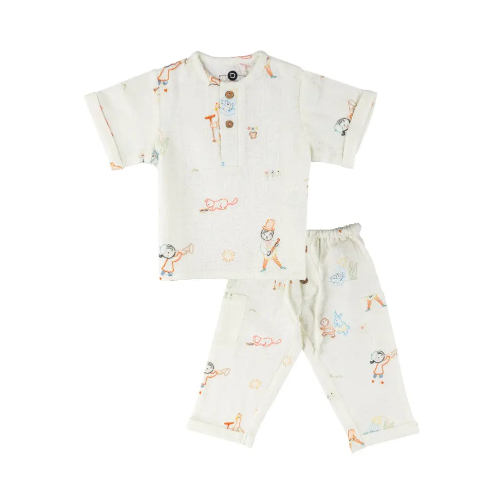 Dulaar Organic Muslin Joggers Set - Storybook Walk