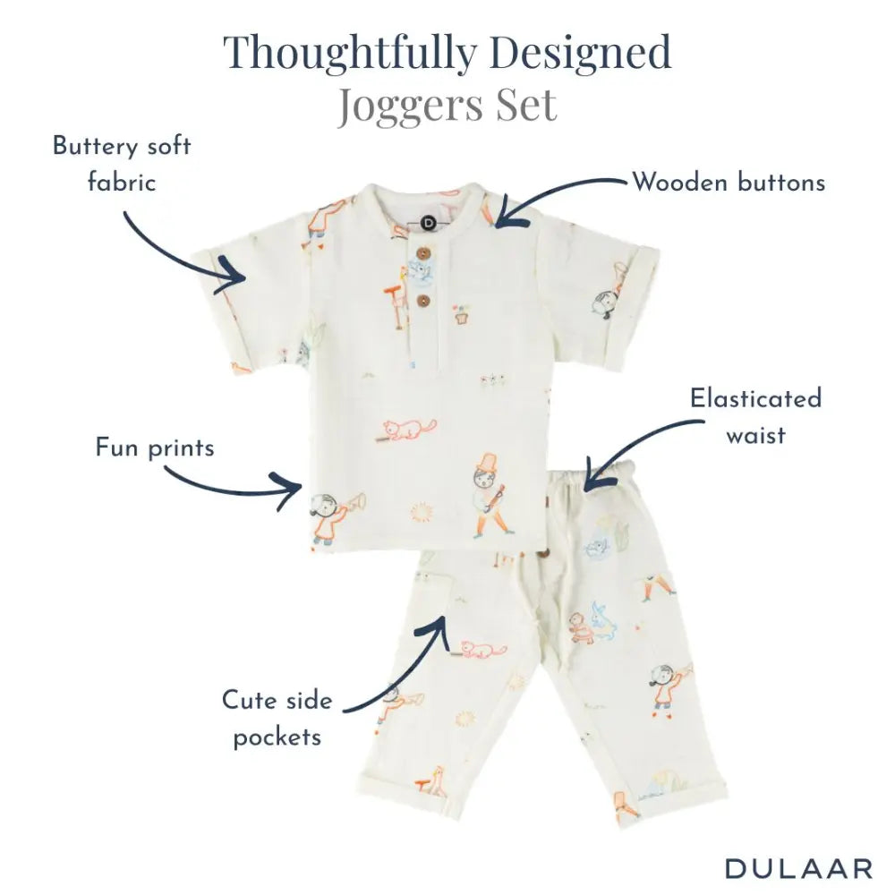 Dulaar Organic Muslin Joggers Set - Storybook Walk