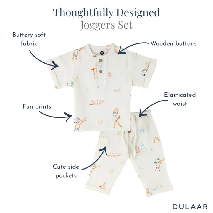 Dulaar Organic Muslin Joggers Set - Storybook Walk