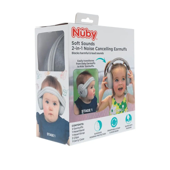 Nuby Soft Sounds 2-in-1 Noise Cancelling Ear Muffs - White