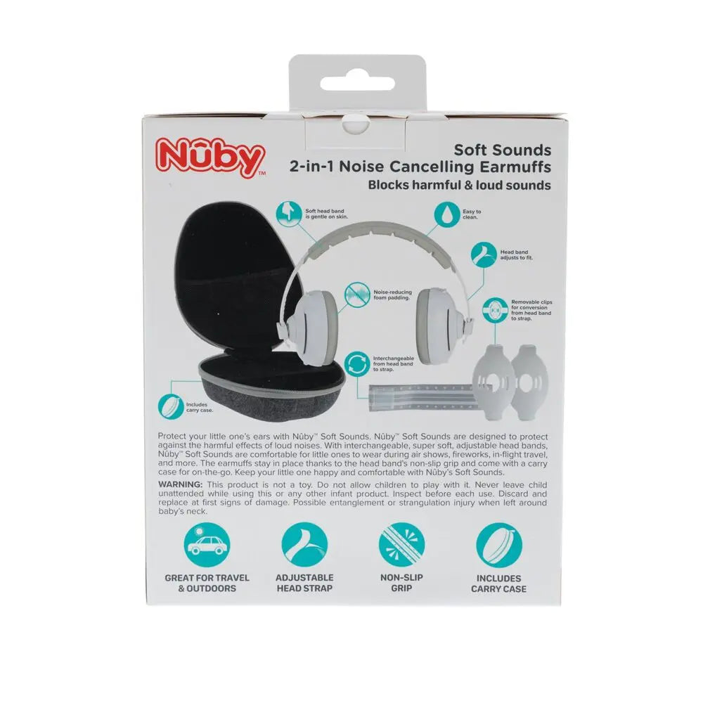 Nuby Soft Sounds 2-in-1 Noise Cancelling Ear Muffs - White