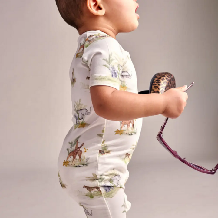 Bubz Bamboo Baby Romper - Soft Breathable Two-Way Zip - Indian Safari