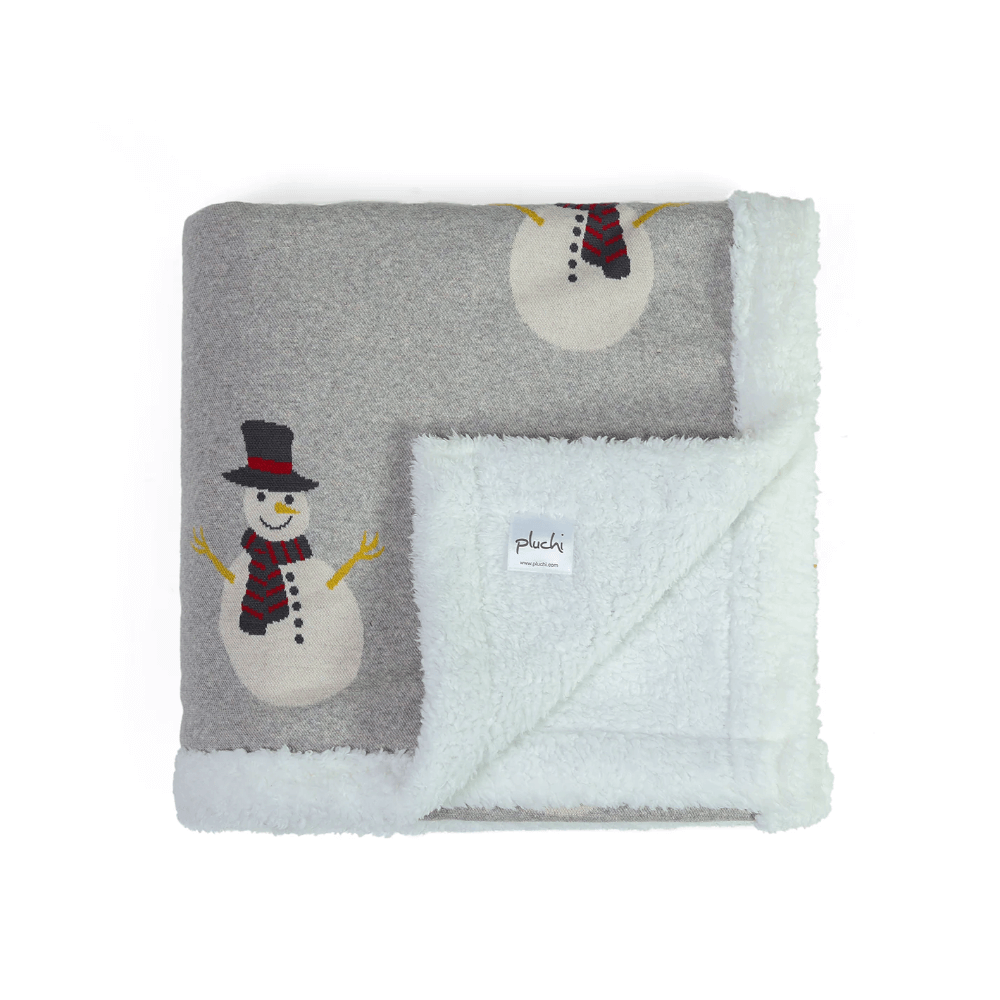 Pluchi Snowman Sherpa Cotton Knitted Kids Blanket