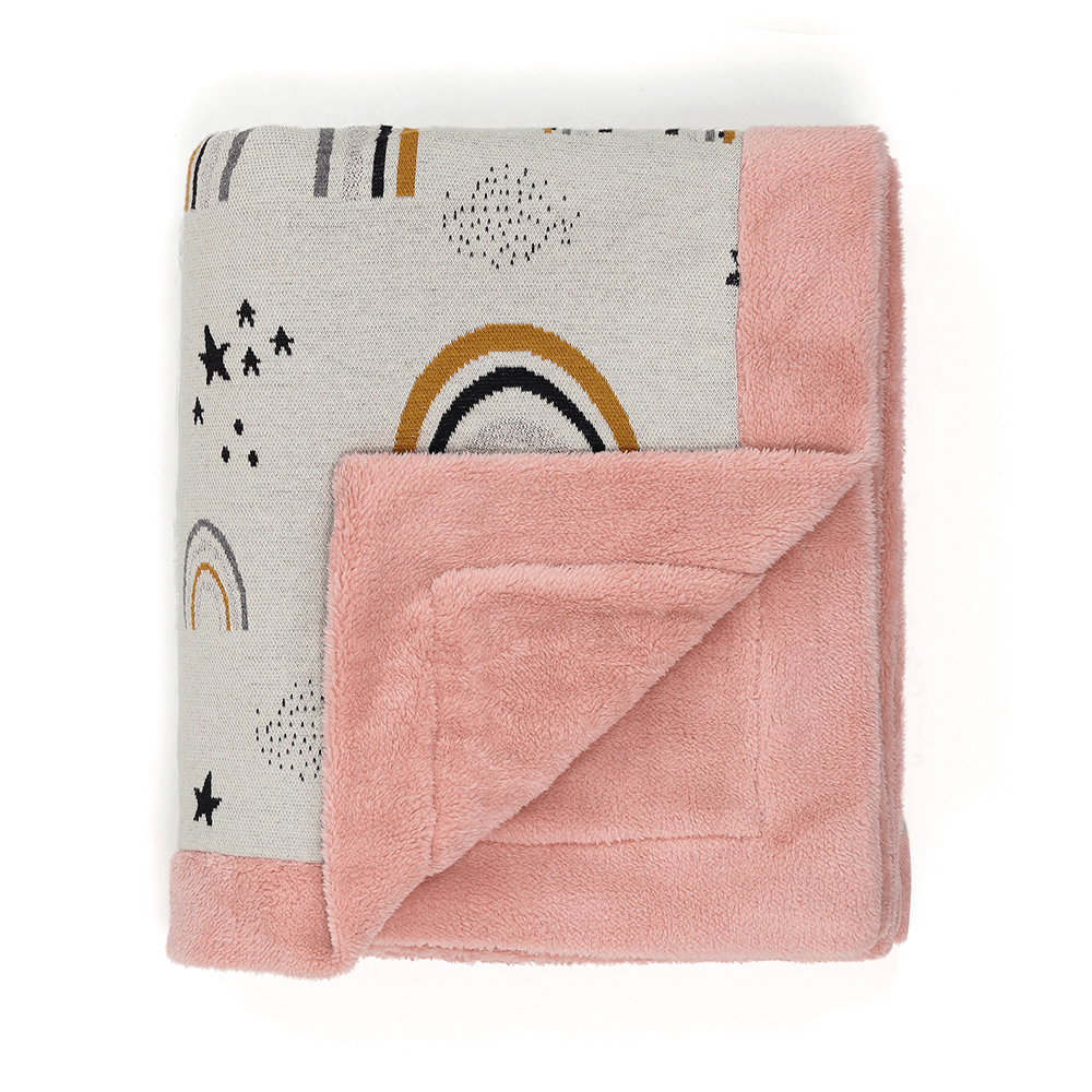Pluchi Cotton Knitted Blanket With Faux Fur Back For Kids