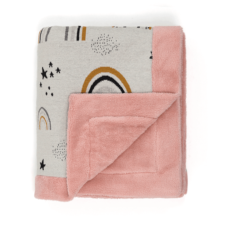 Pluchi Cotton Knitted Blanket With Faux Fur Back For Kids
