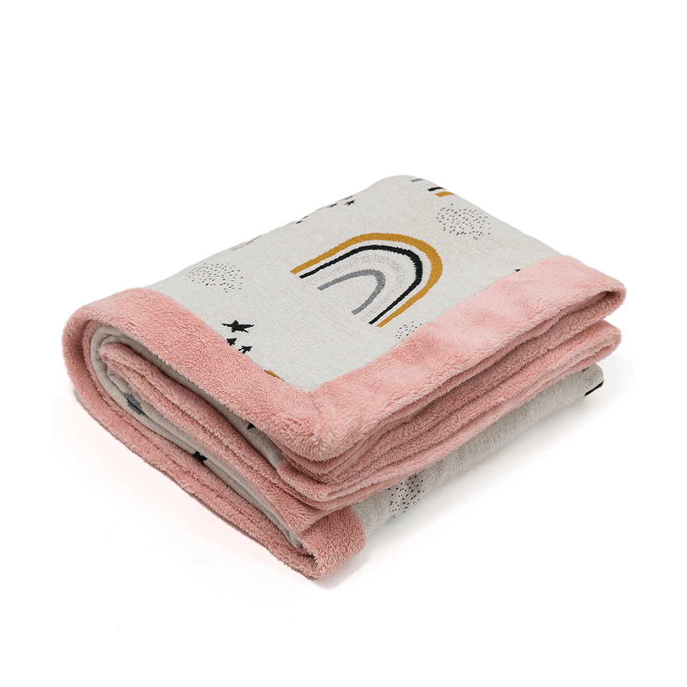 Pluchi Cotton Knitted Blanket With Faux Fur Back For Kids