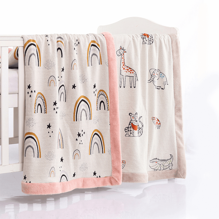 Pluchi Cotton Knitted Blanket With Faux Fur Back For Kids