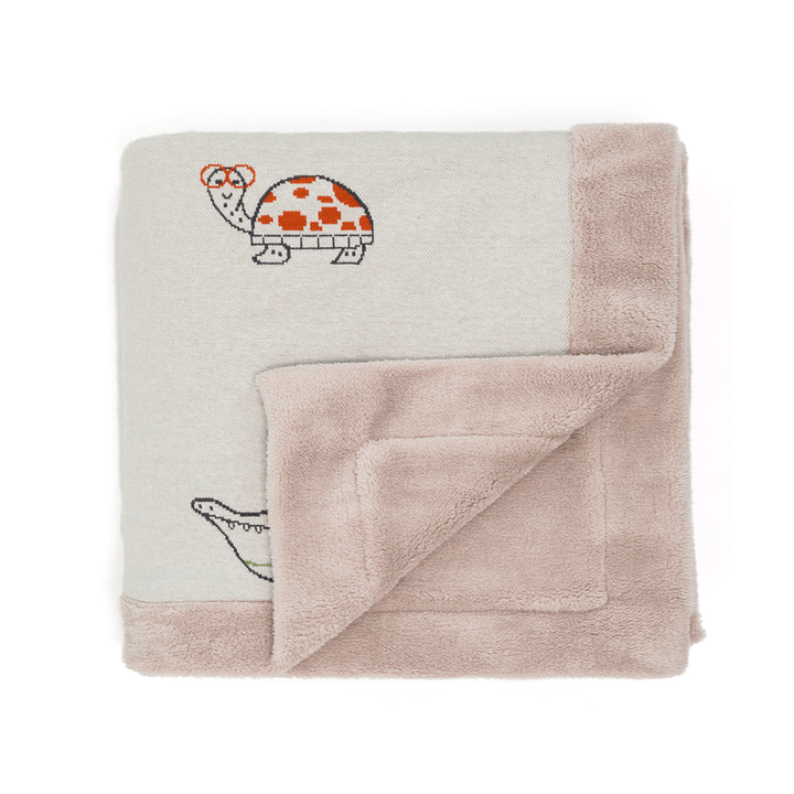 Pluchi Cotton Knitted Blanket With Faux Fur Back For Kids