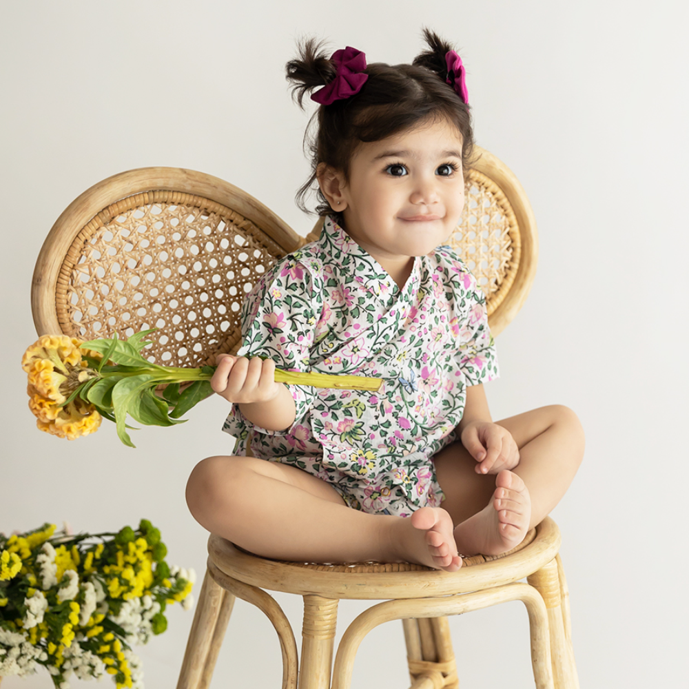 Rattle &amp; Co. Smiling Ear To Ear Kimono Onesie