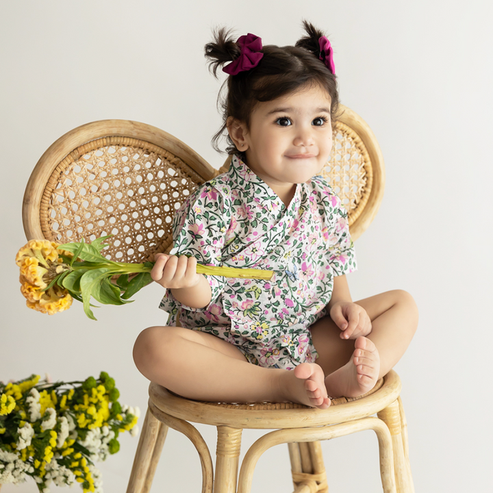 Rattle &amp; Co. Smiling Ear To Ear Kimono Onesie