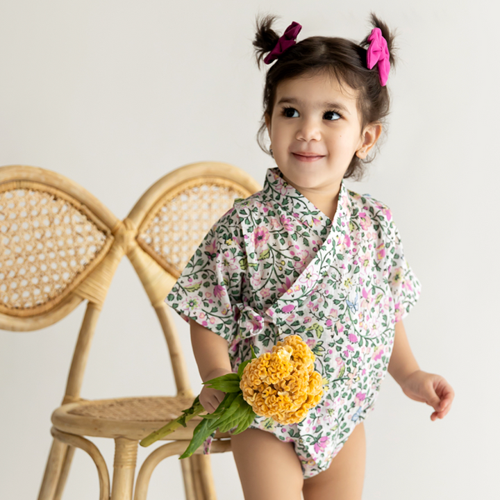 Rattle &amp; Co. Smiling Ear To Ear Kimono Onesie