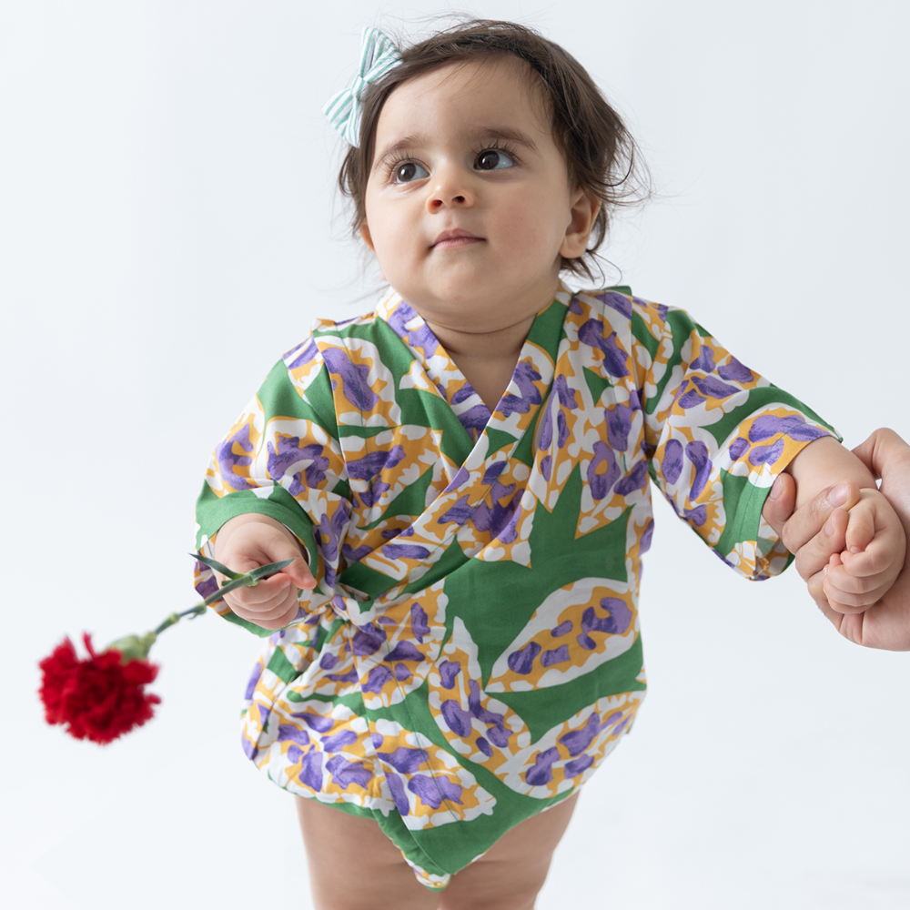 Rattle &amp; Co. Island Hoppers Kimono Onesie