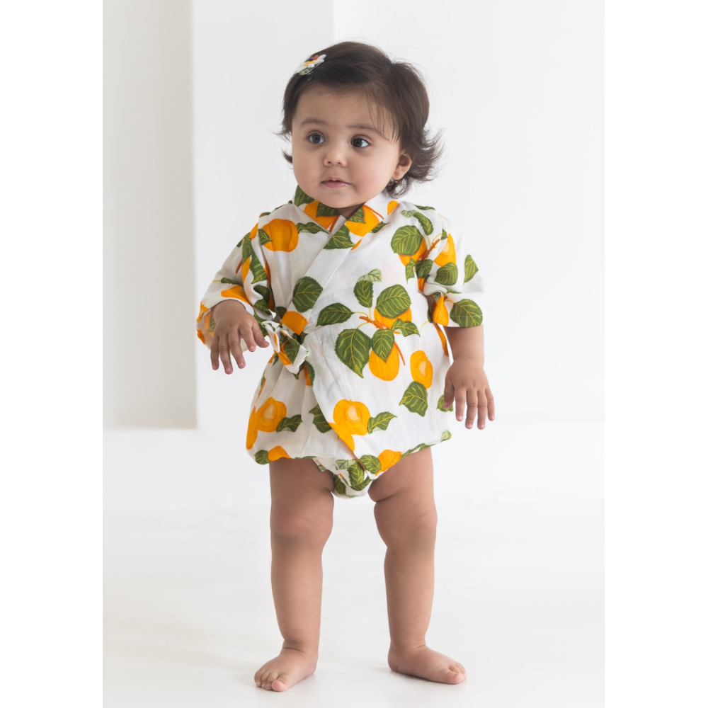 Rattle & Co. Peach Of My Heart Kimono Onesie