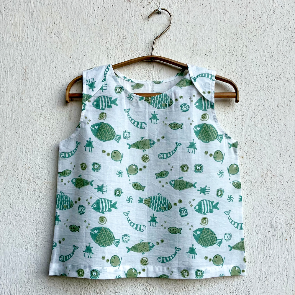 Whitewater Kids Unisex Organic Koi Mint Jhabla Set