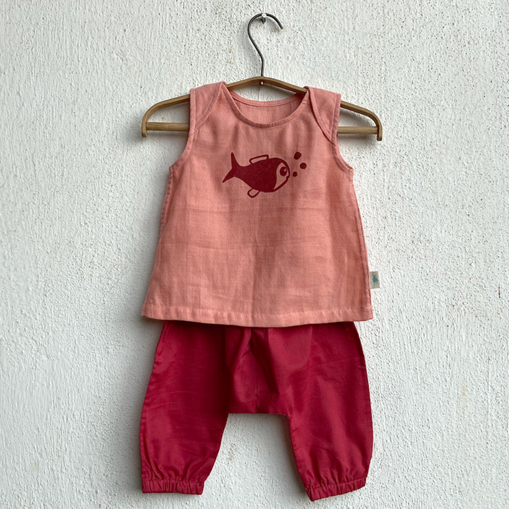 Whitewater Kids Unisex Organic Koi Peach Jhabla Set