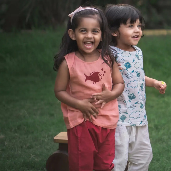 Whitewater Kids Unisex Organic Koi Peach Jhabla Set