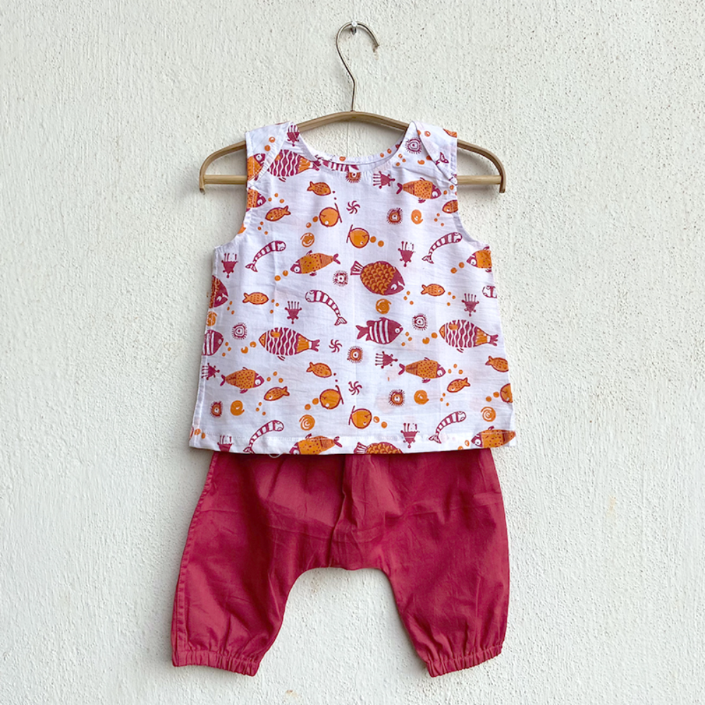 Whitewater Kids Unisex Organic Koi Red Jhabla Set