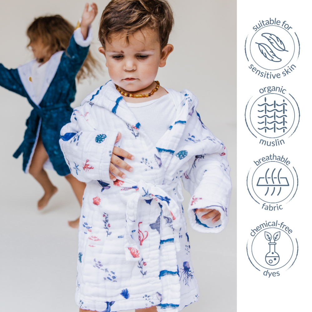 Muslin Bath Robe - Under the Sea