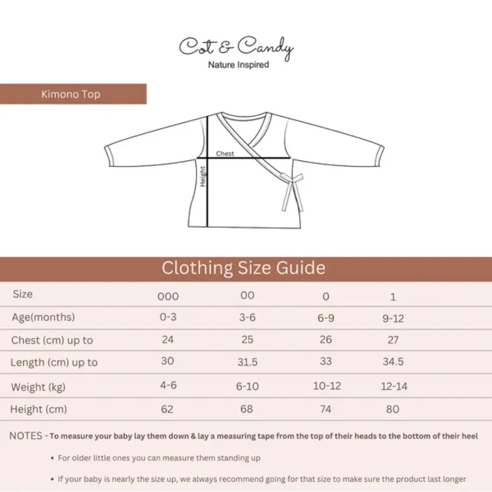 Cot &amp; Candy Baby Organic Kimono Top with Roll Top Footed Pant - Tiny Twinkle