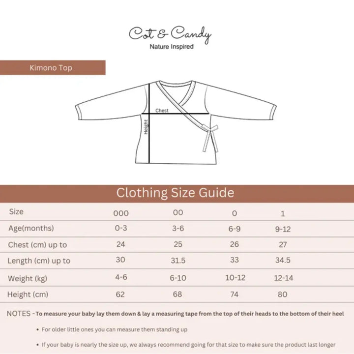 Cot &amp; Candy Baby Organic Kimono Top with Roll Top Footed Pant - Tiny Twinkle
