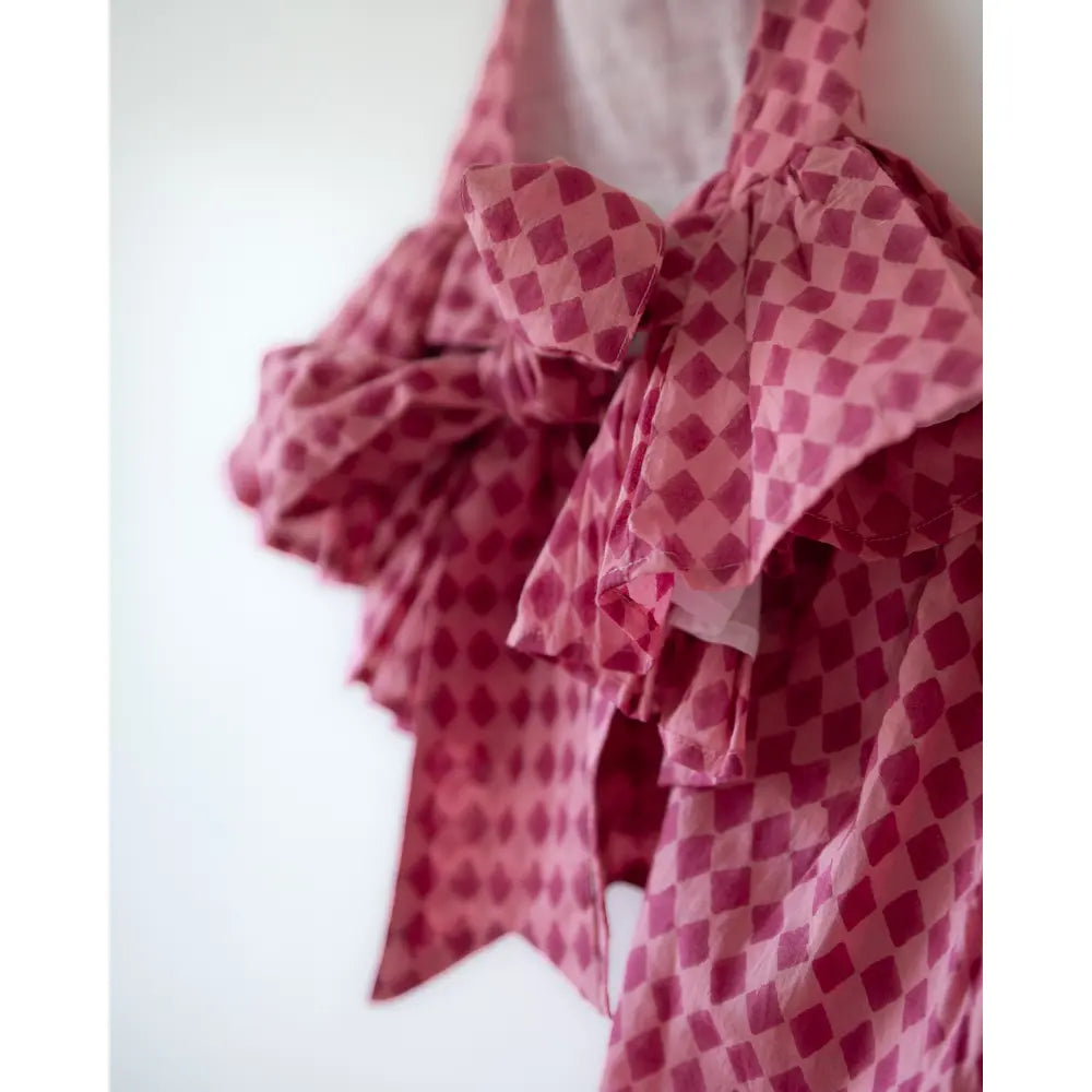 Love The World Today Mishri Pink Rhombus Halter Top &amp; Wide-Leg Palazzo Set For Girls