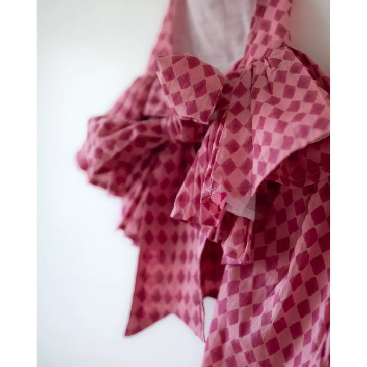 Love The World Today Mishri Pink Rhombus Halter Top &amp; Wide-Leg Palazzo Set For Girls