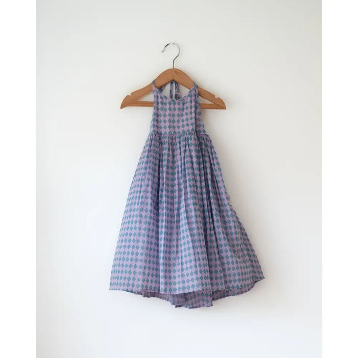 Love The World Today Saaz Purple Geometric Print Halter Maxi Dress For Girls