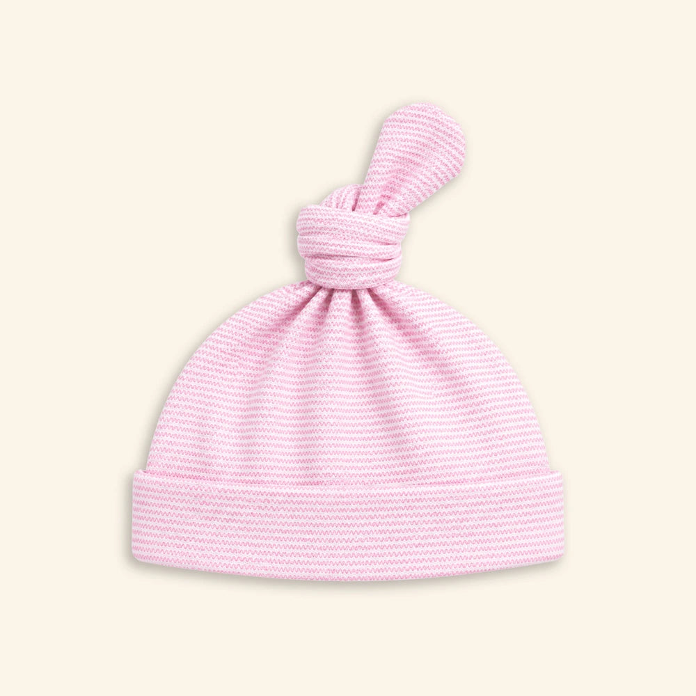 Tiny Twig Blush Stripes Knotted Beanie - Blush