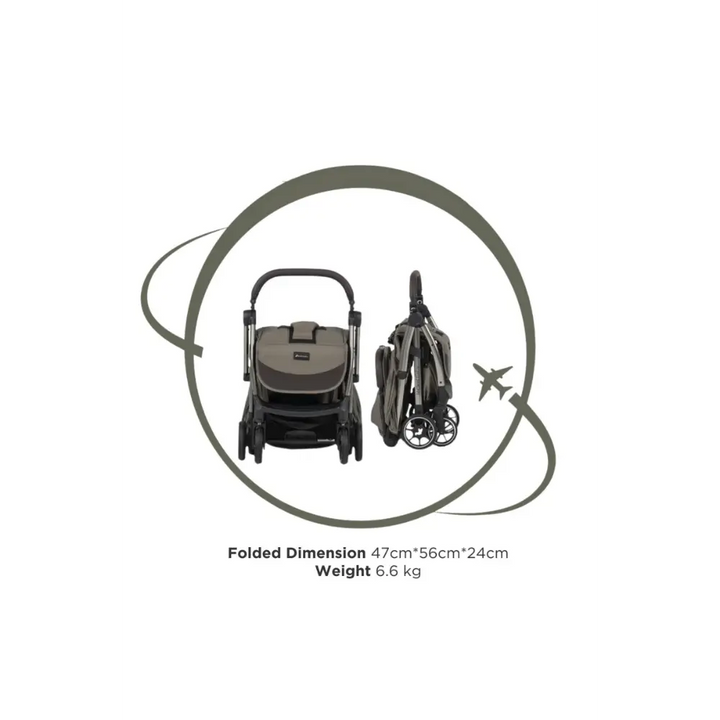 Leclerc Baby Influencer Air- Cabin Friendly Stroller- Flat Reclining Seat- One Touch Fold- (Upto 22Kg) - Green