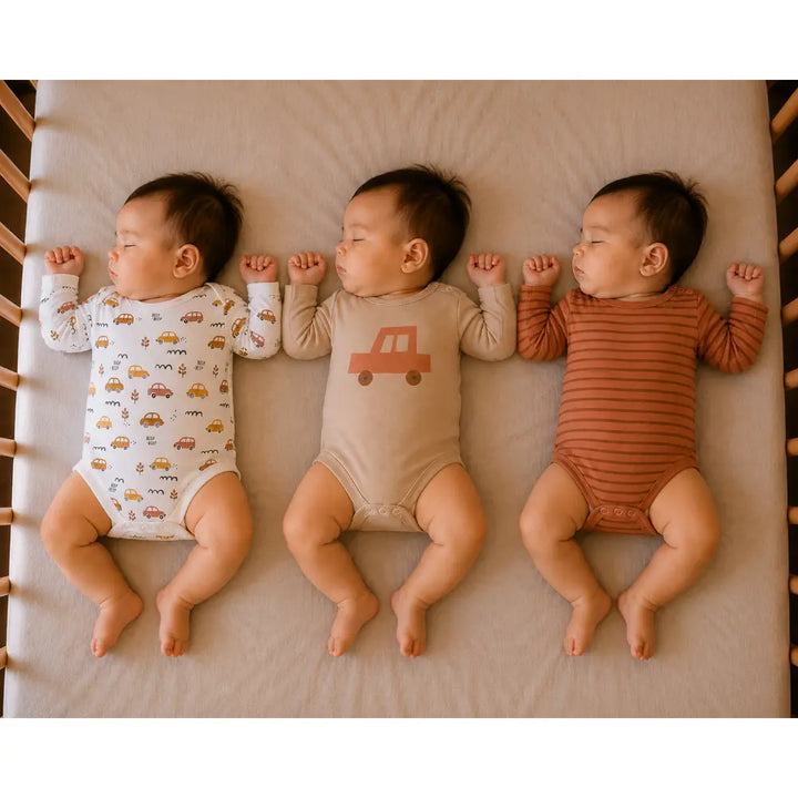 Prekies Cotton Onesies Car Print - Multi (Set of 3)