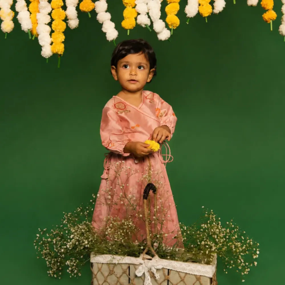 Dulaar Chanderi Lehenga Set | Hand-Block Printed (Zardosi Booti Work) - Phool aur Titli
