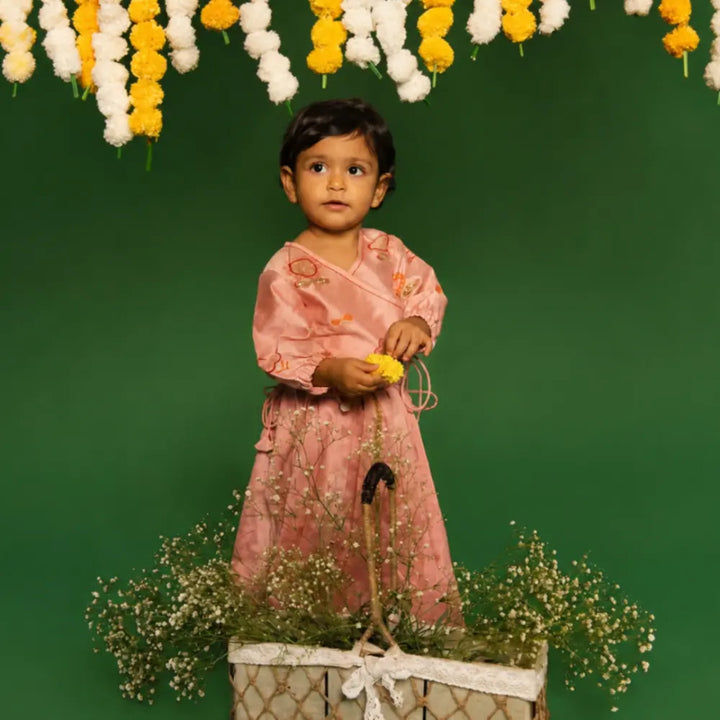 Dulaar Chanderi Lehenga Set | Hand-Block Printed (Zardosi Booti Work) - Phool aur Titli