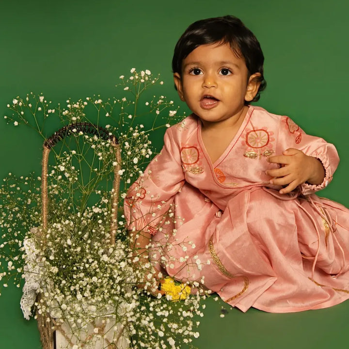 Dulaar Chanderi Lehenga Set | Hand-Block Printed (Zardosi Booti Work) - Phool aur Titli
