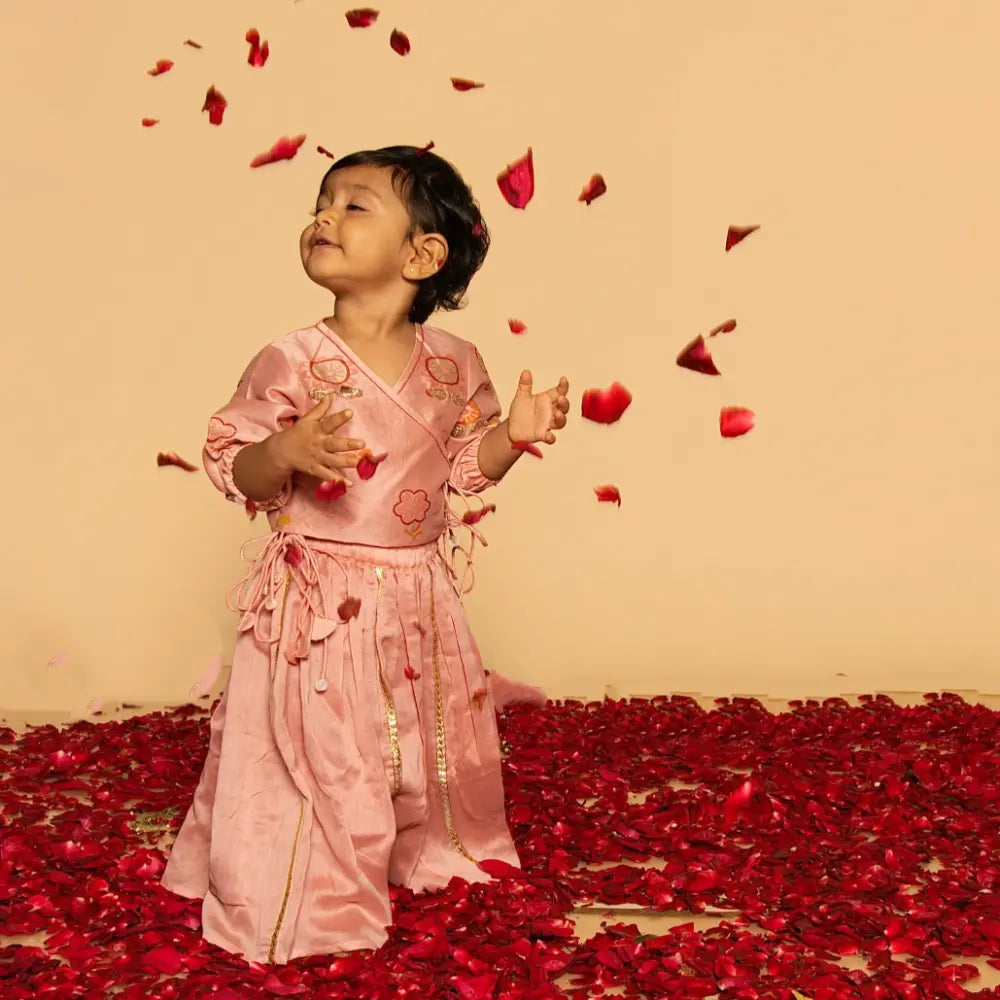 Dulaar Chanderi Lehenga Set | Hand-Block Printed (Zardosi Booti Work) - Phool aur Titli