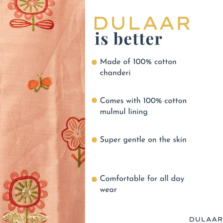 Dulaar Chanderi Lehenga Set | Hand-Block Printed (Zardosi Booti Work) - Phool aur Titli