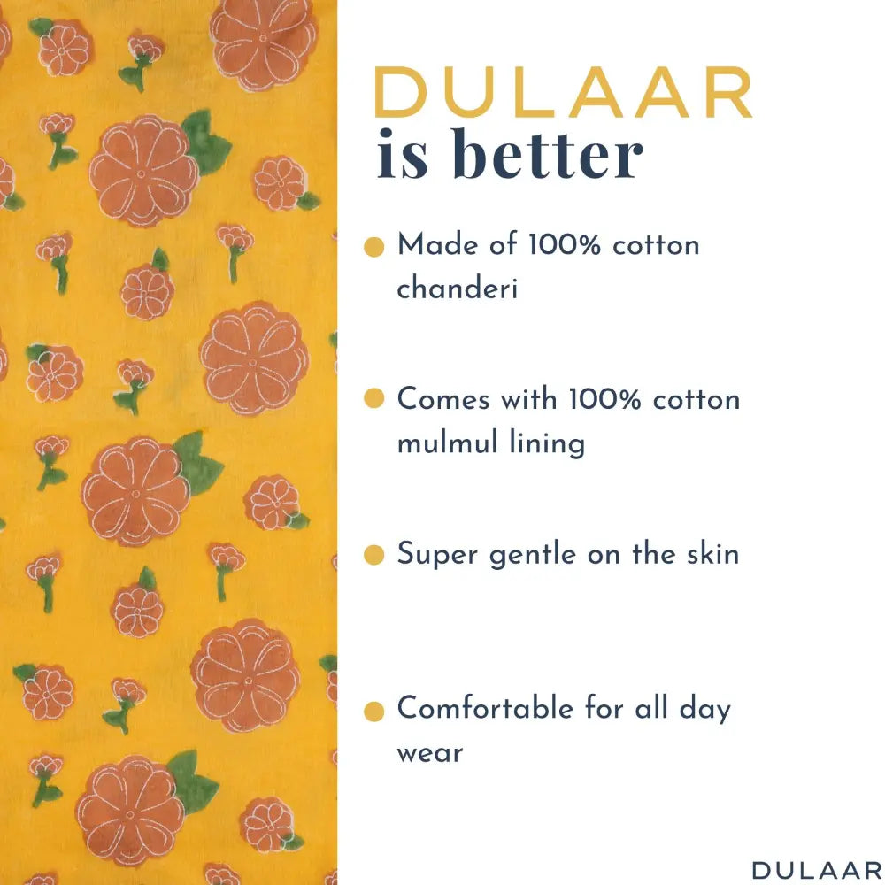 Dulaar Chanderi Lehenga Set | Hand-Block Printed (Gota Work) - Genda Phool