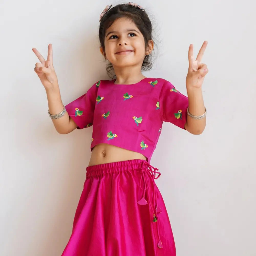 Dulaar Chanderi Lehenga Set - Tota Udd