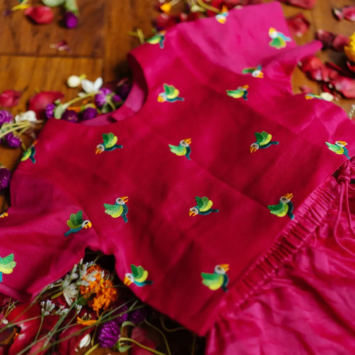 Dulaar Chanderi Lehenga Set - Tota Udd