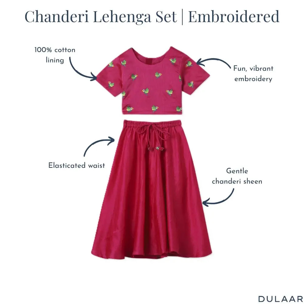 Dulaar Chanderi Lehenga Set - Tota Udd